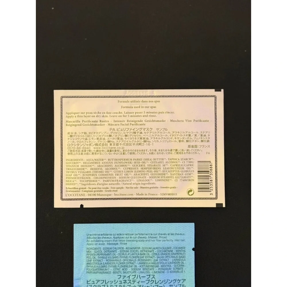 L'Occitane Aromachologie Face Mask & Revitalizing Cleansing Scrub Sample Lot 2pc
